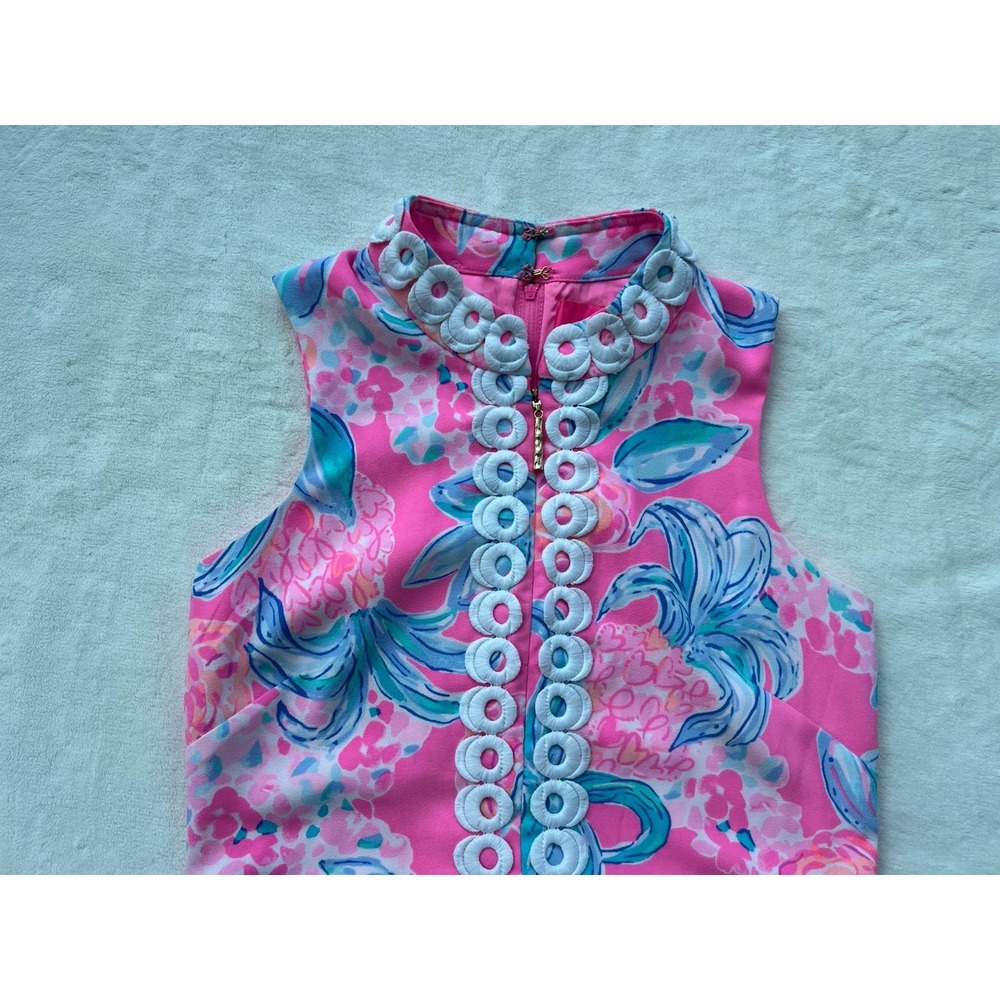 Lilly Pulitzer Jonna‎ Romper Size 0 Prosecco Pink Pinking High Collar - Picture 2 of 10